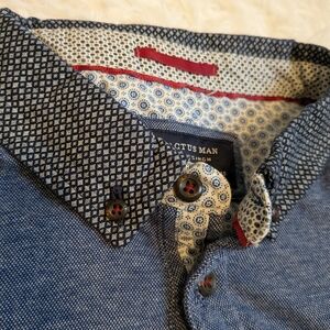 Cactus Man Men's Blue Cotton Polo Shirt Medium